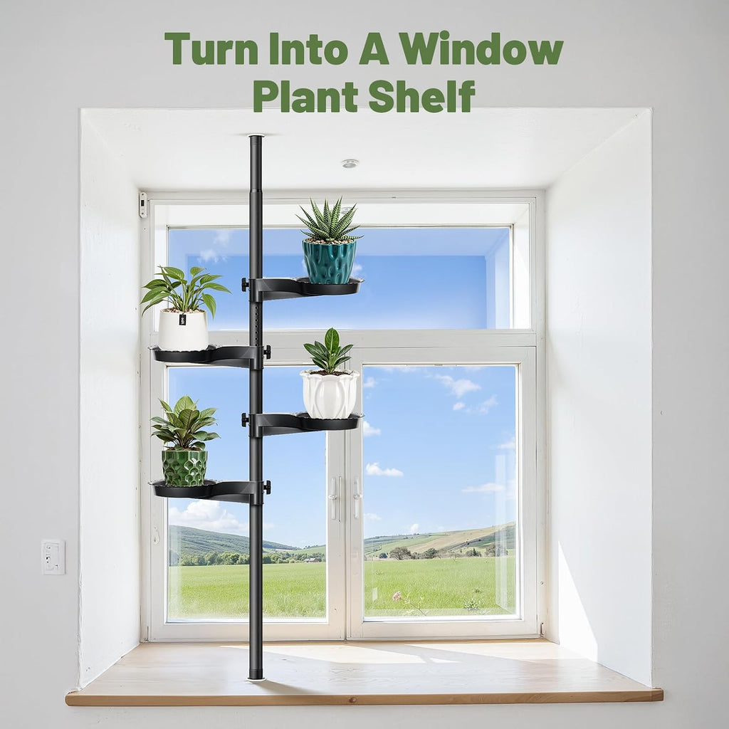 Tension Rod Plant Stand, Plant Poles for Hanging Plants Indoor, 6 Tier Tension Pole Plant Hanger, Floor to Ceiling