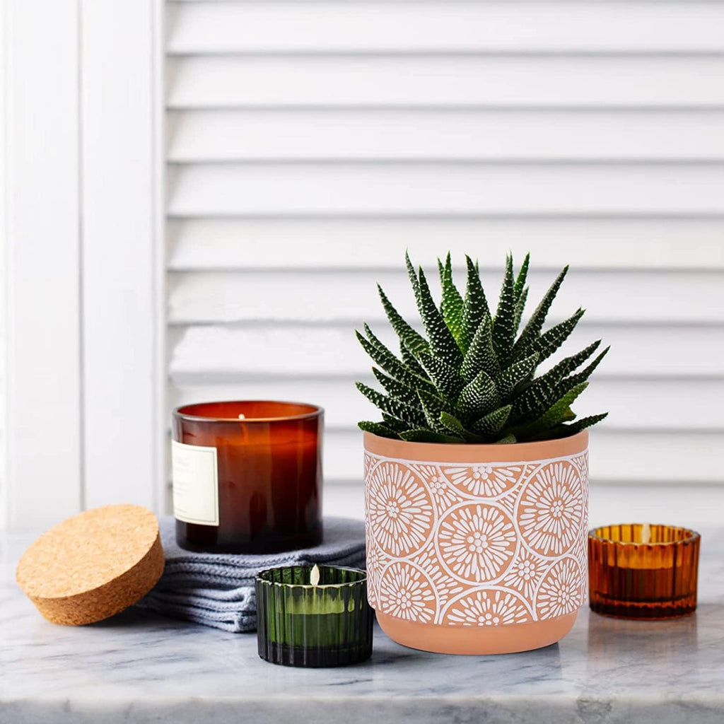 DeeCoo 3 Piece Ceramic Plant pots Indoor Flower Pots Set with Drainage Holes, 5.7/4.7/3.5/inch, Modern Decorative