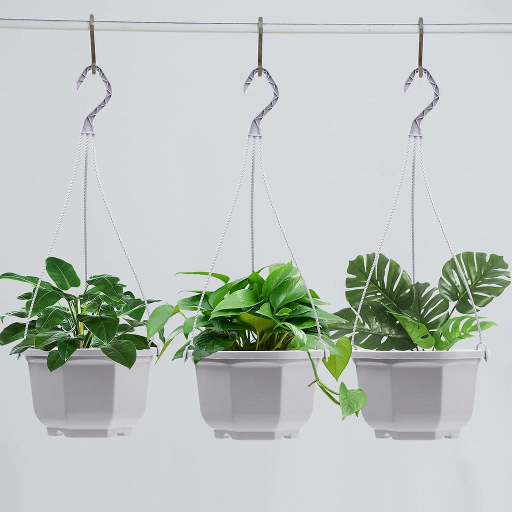 Roshtia 24 Pcs Hanging Plastic Planter Pot with Hook Flower Pots Baskets Hanging Nursery Planter Holder for Outdoor