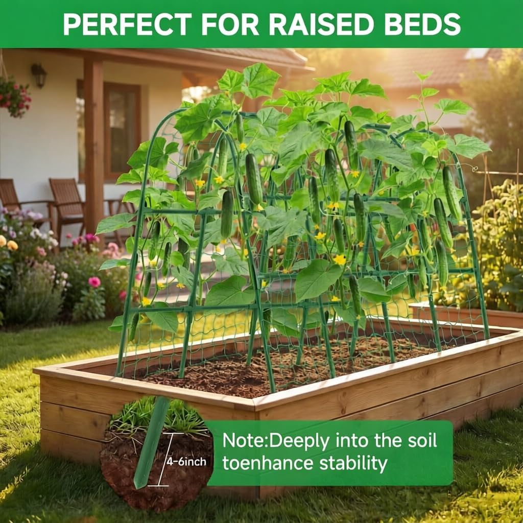 48x65 Inch Cucumber Trellis for Raised Bed U-Shape Garden Trellis | Garden Arch Trellis for Climbing Plants Outdoor