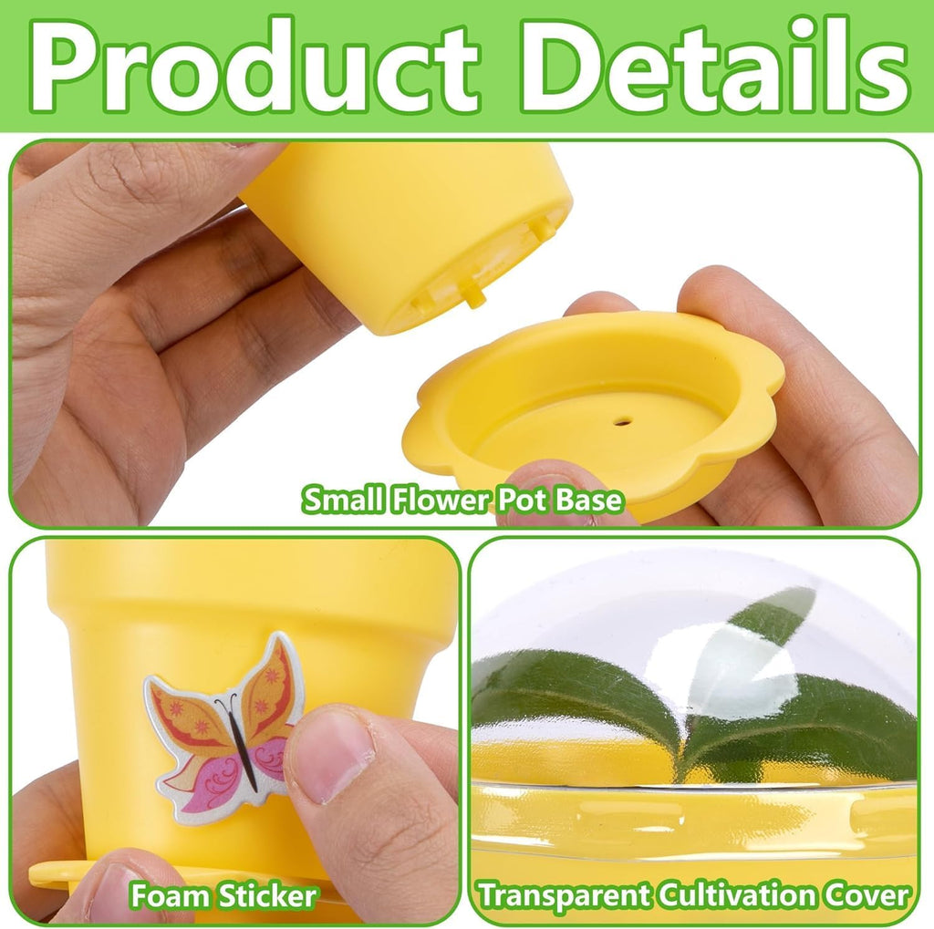 50 Packs Cupcake Plant Nursery Pots with Humidity Dome, Small Plastic Flower Plant Pots with 40 Sheet Stickers, Seeds