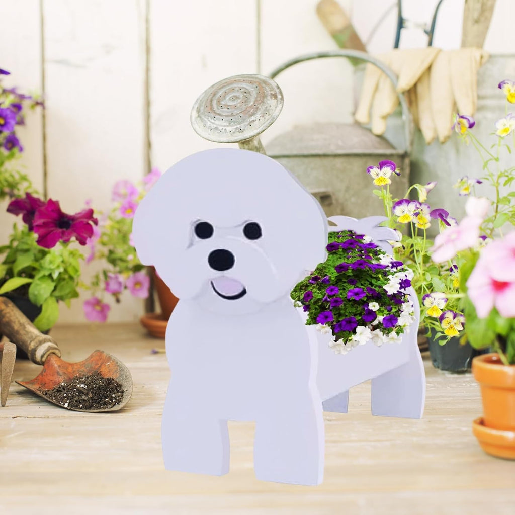 Bichon Frise Dog Planter Pots, Animal Shaped Flower Pot | Large Cute Plant Gift for Women and Pet Lovers, Indoor