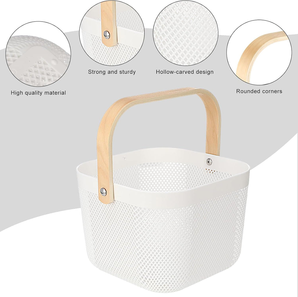 Roshtia 6 Pcs Plastic Mesh Storage Basket with Handle 9.8 x 10.2 x 7.1 Inch Garden Harvest Storage Basket Multi