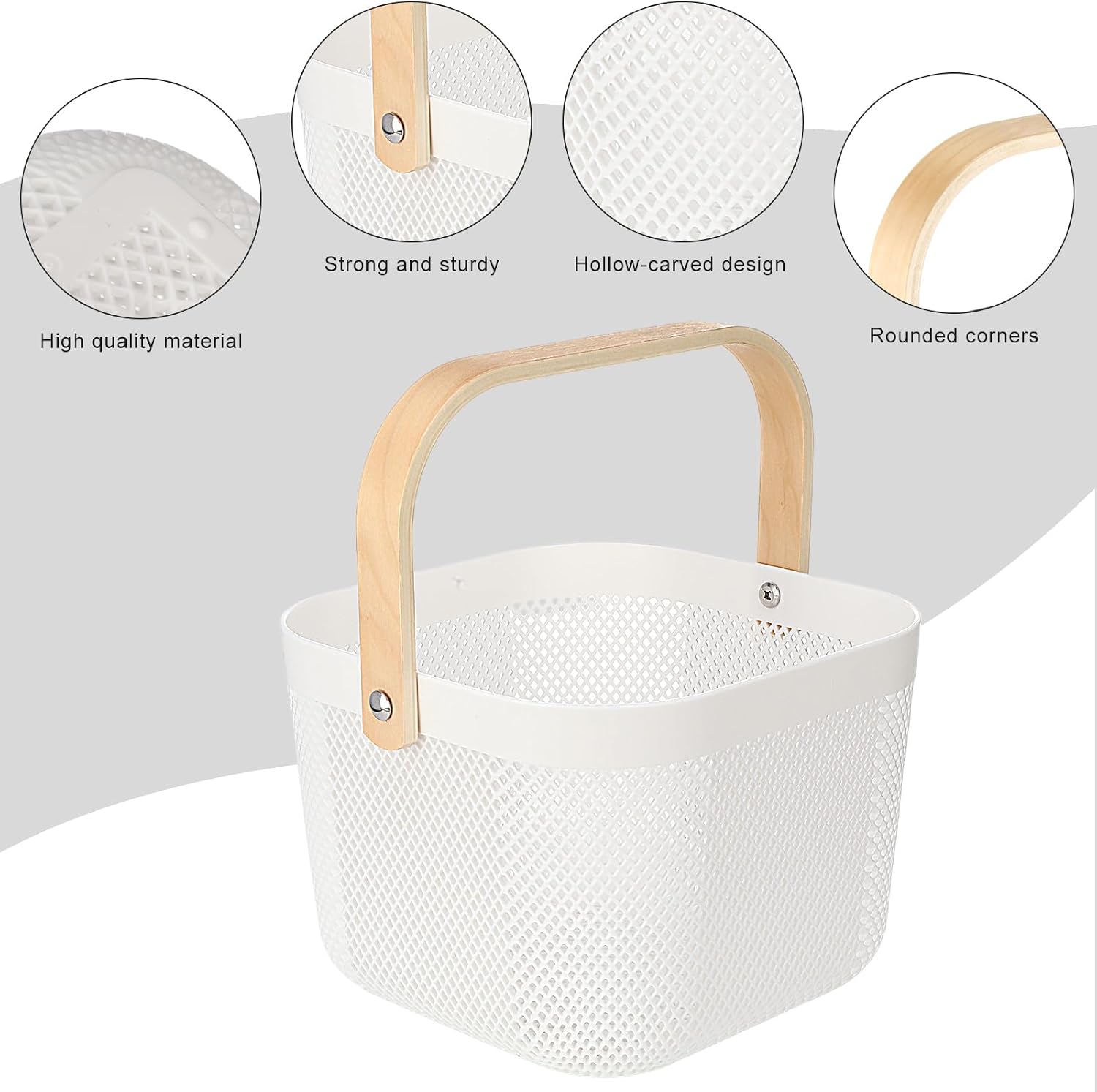 Roshtia 6 Pcs Plastic Mesh Storage Basket with Handle 9.8 x 10.2 x 7.1 Inch Garden Harvest Storage Basket Multi
