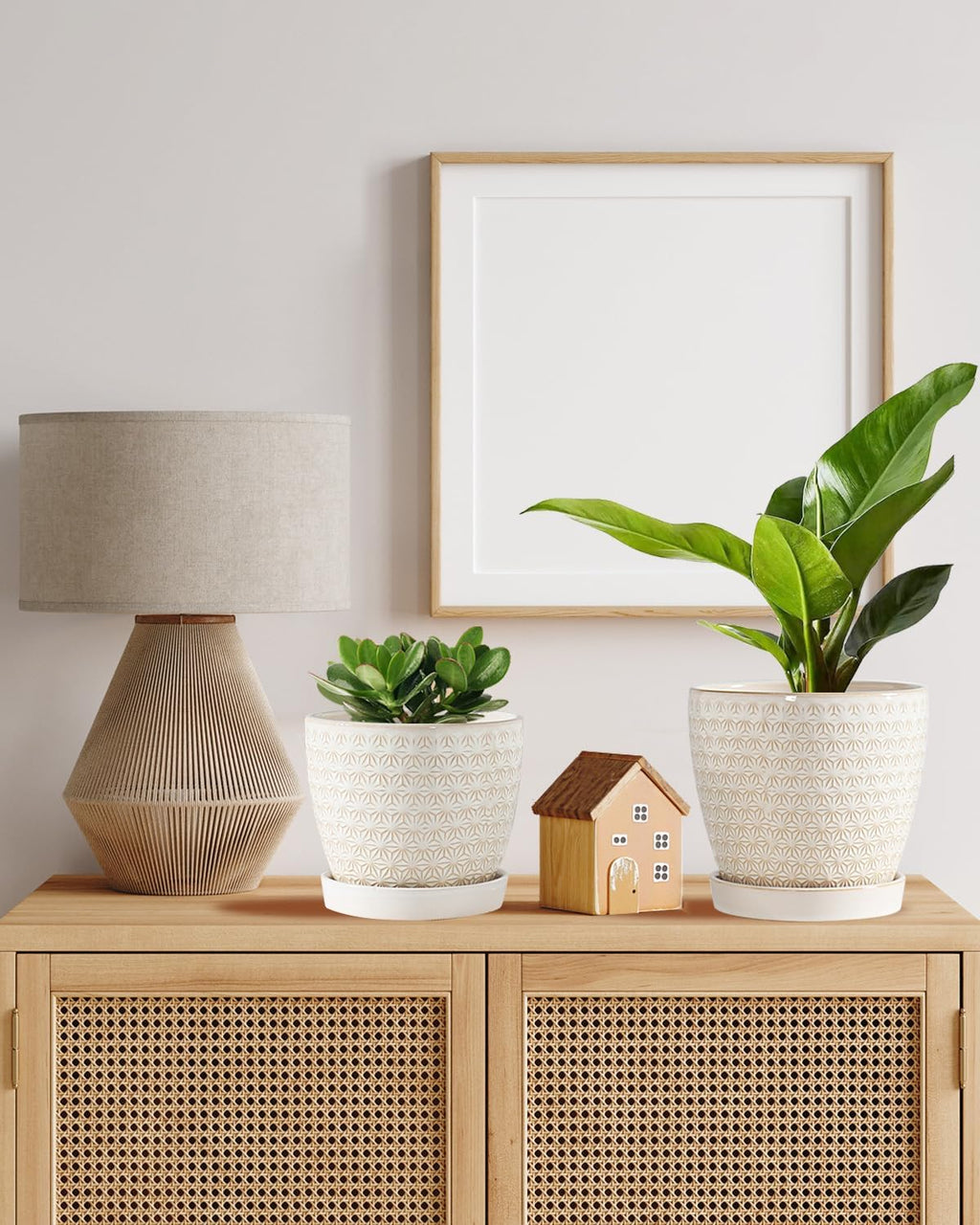 Plant Pots, Flower Pots, Planters for Indoor Plants(6.5+5.5inch), Flower Pots for Indoor Plant with Drainage Hole and