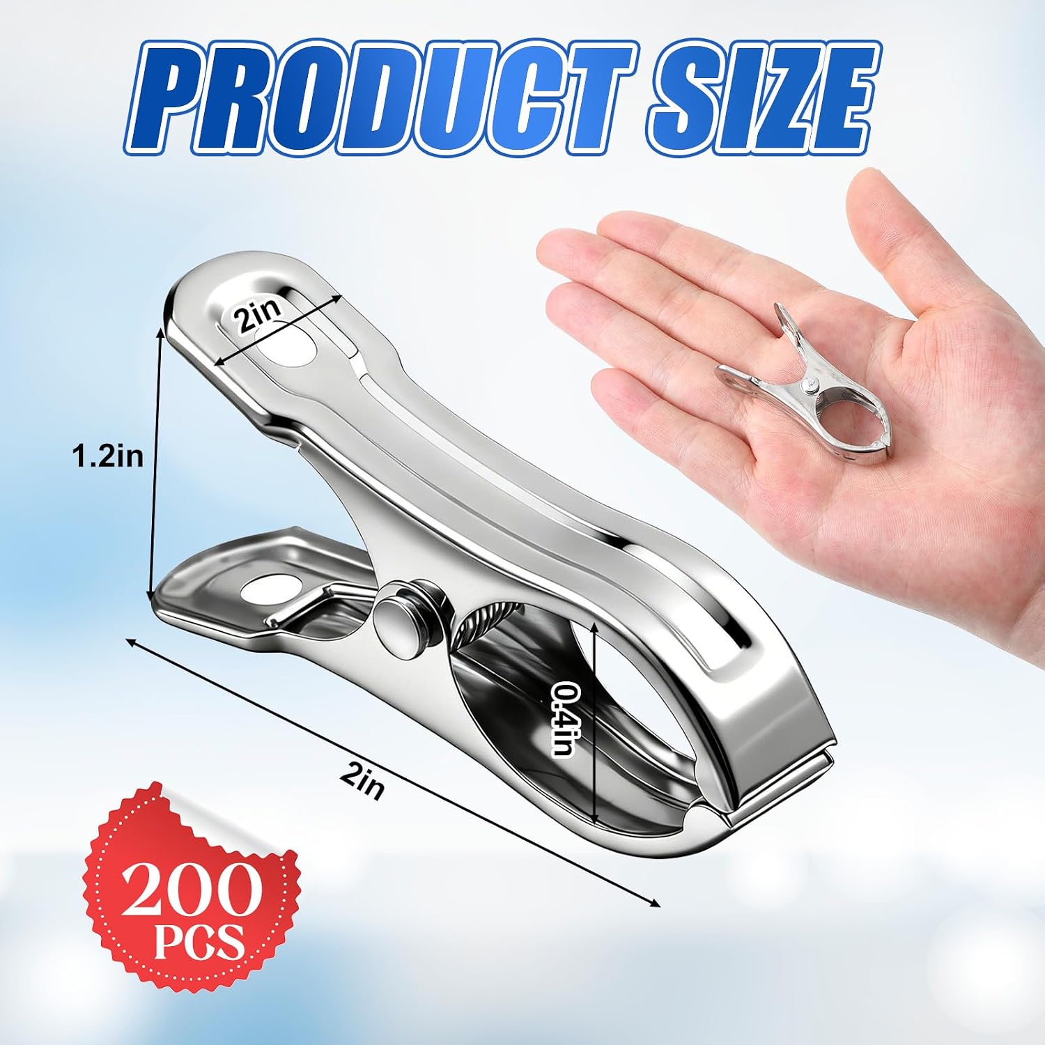 200Pcs Stainless Steel Garden Clips, Large Open Metal Clamps for Greenhouse Hoops, 2" Fix Plant Cover Shade Cloth