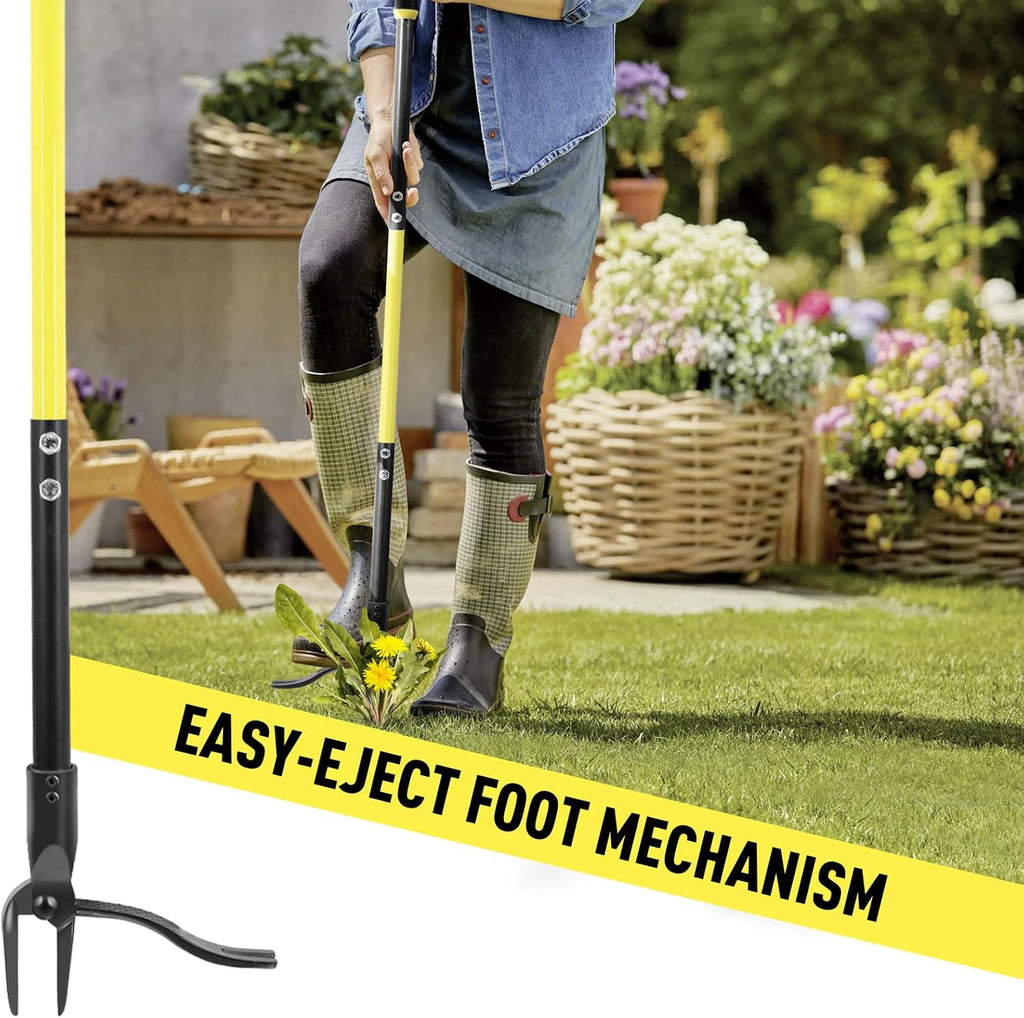 Weed Puller Tool Stand Up Heavy Duty, 45" Weed Remover Tool with Long Handle and 4-Claw Steel Head, Manual Weeding Tool