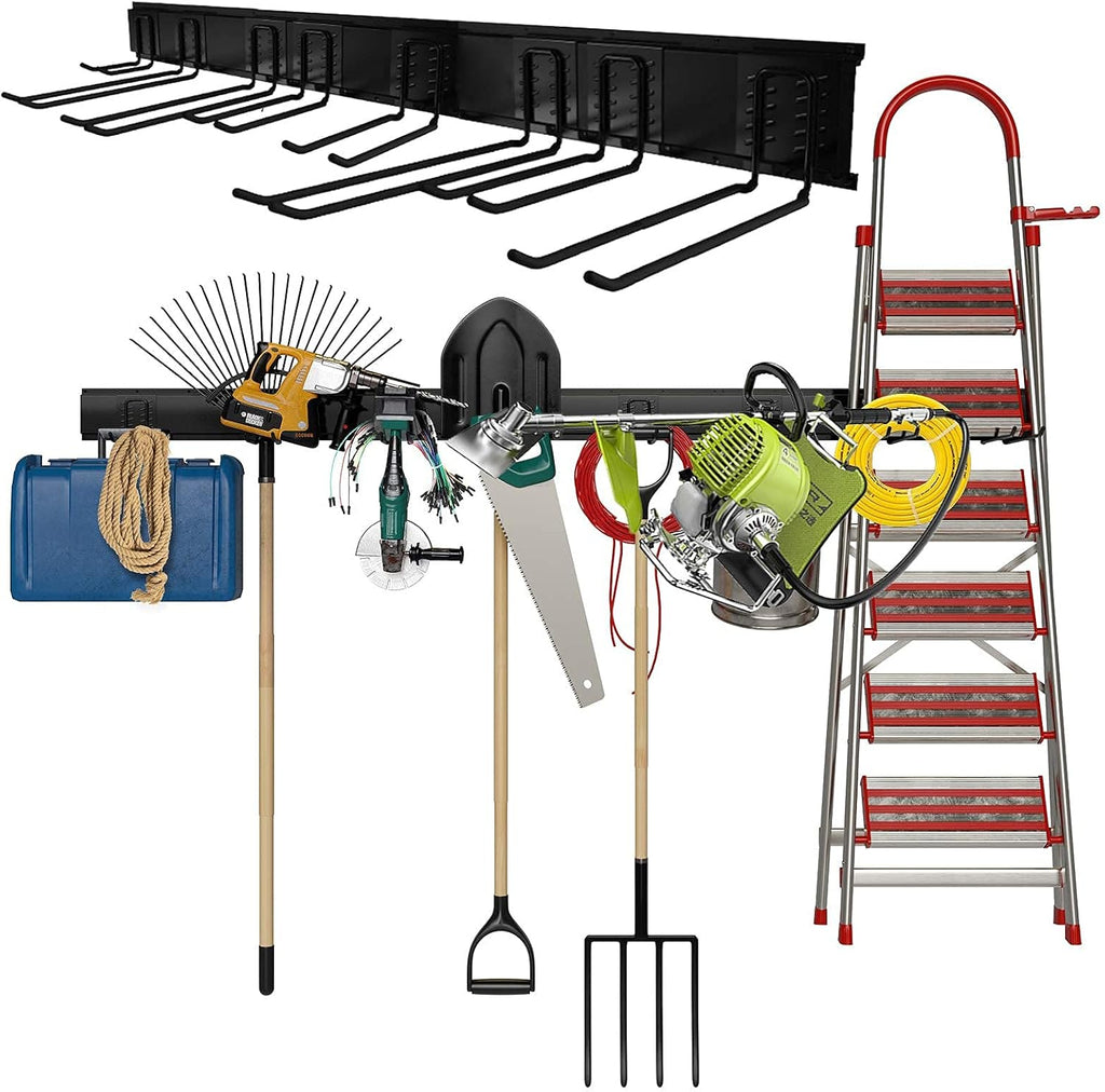 TORACK Tool Storage Rack Heavy Duty Garage Wall Mount Garden Tool Organizer | for Ladders, Chairs, Shovels, Brooms