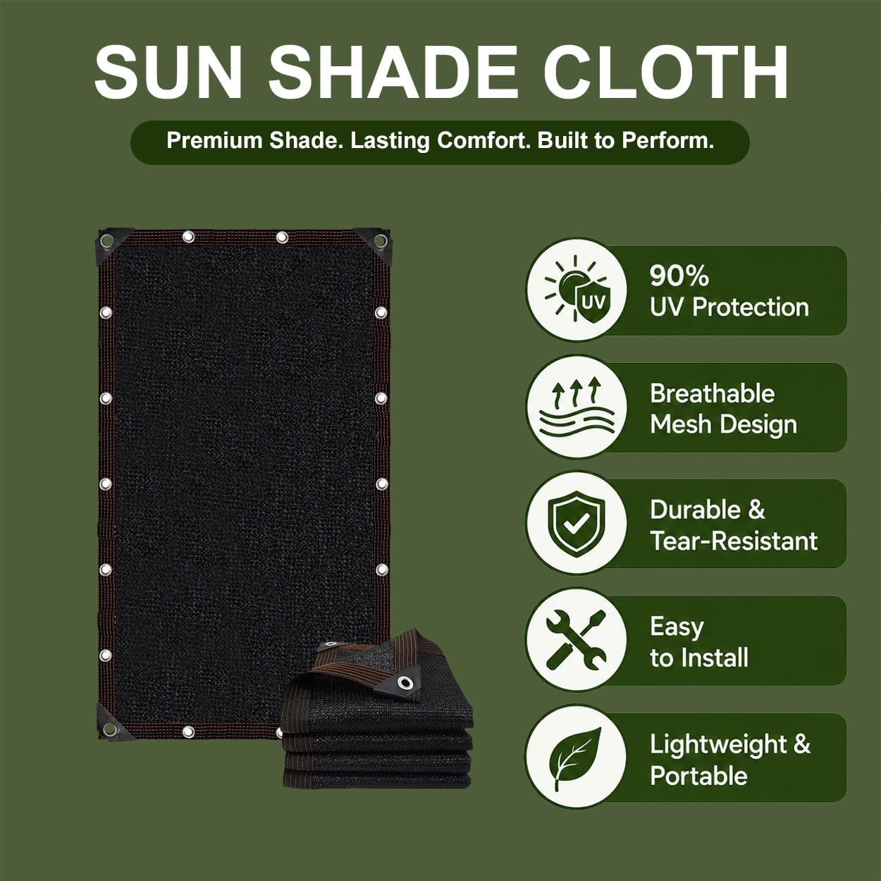 Shade Cloth for Garden, 90% Shade Tarp with Grommets, 10x20FT | Mesh Tarp Sun Screens for Patio, Outdoor, Garden
