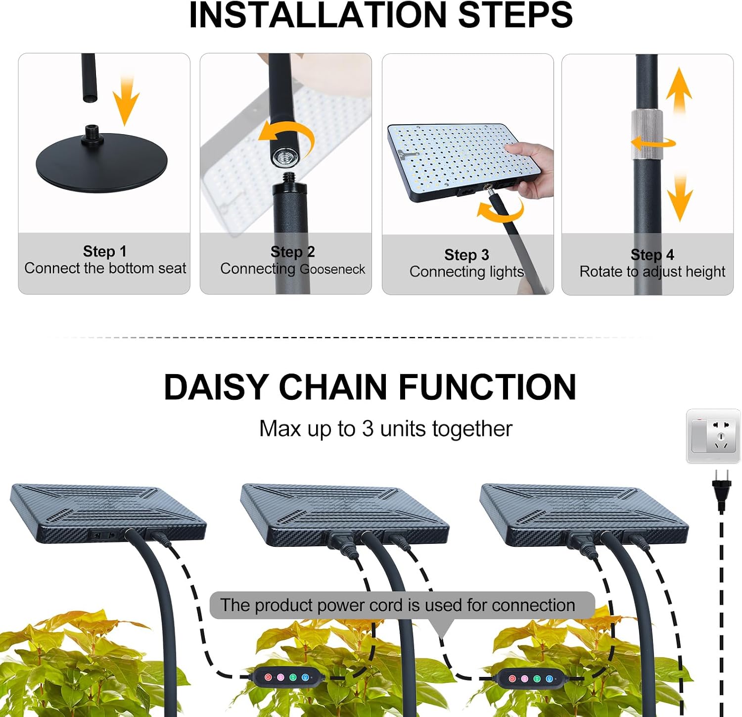 Tabletop Grow Lights for Indoor Plants 25 Watt, Bright Natural Sunlight Full Spectrum Plant Growing Lamps for