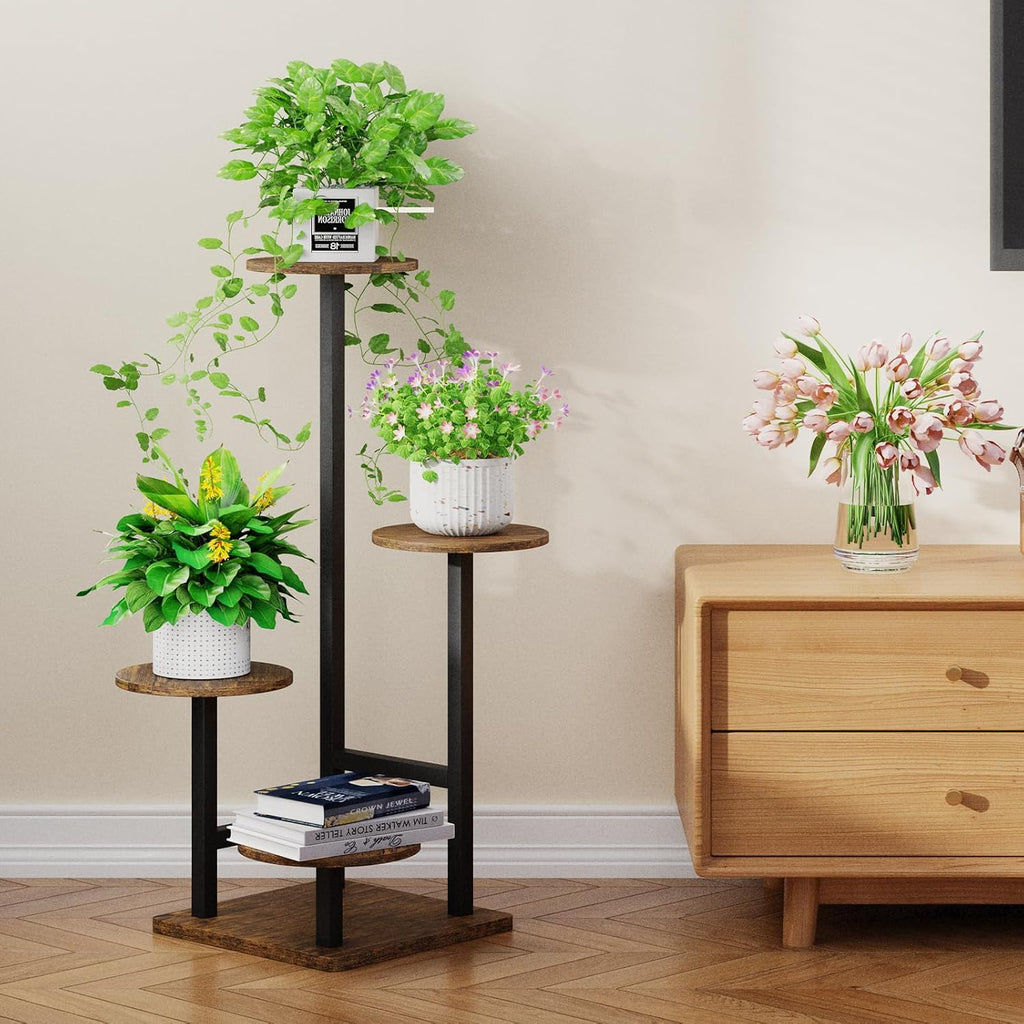 Plant Stand Indoor with Grow Light,4-Tiered Tall Plant Stand Indoor, Metal Plant Shelf with Adjustable Light, Ideal for