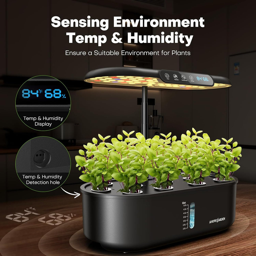 Hydroponics Growing System kit: Indoor Herb Garden - 12 Pods Plant Germination Kit with LCD Display and LED Grow Light