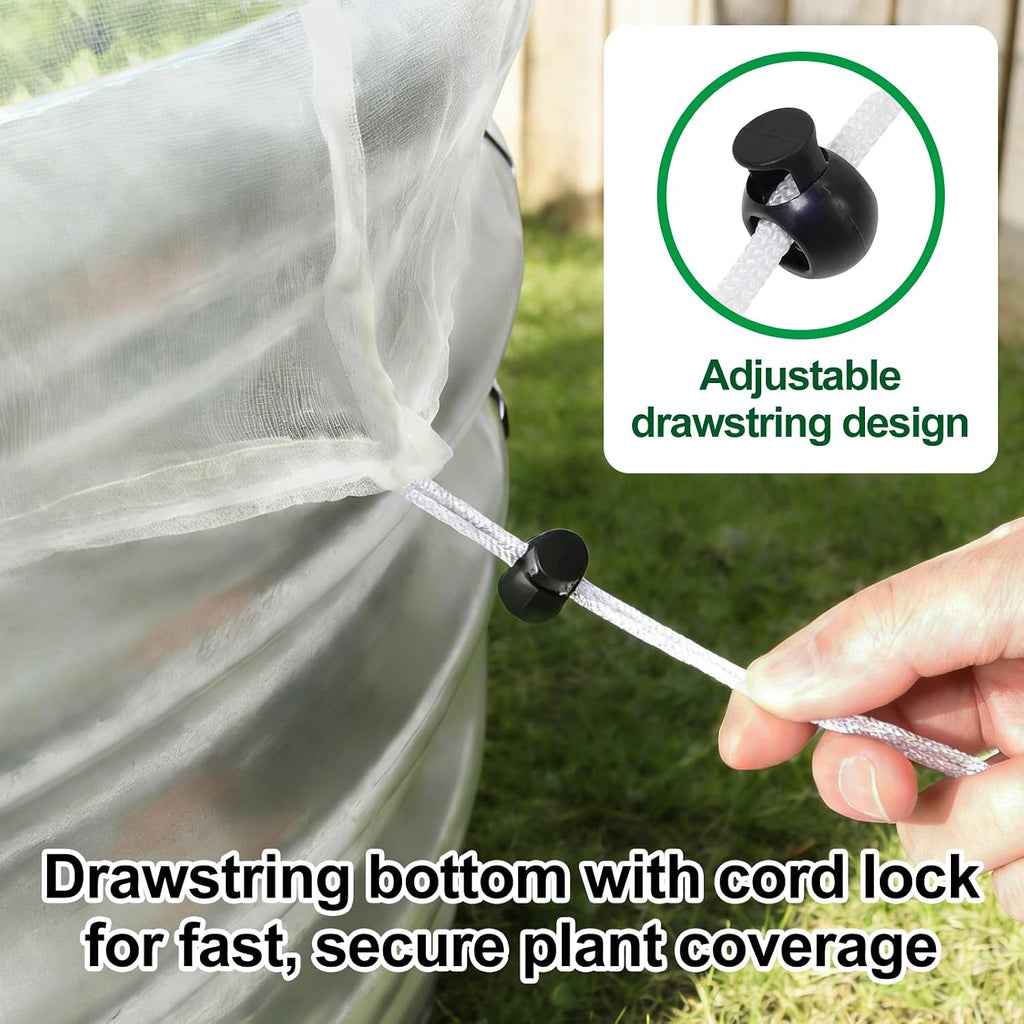 2 Pack Garden Netting for 8x4FT Raised Beds, Ultra-Fine Mesh Plant Covers with Drawstring, Bird, Pest & Small Animal