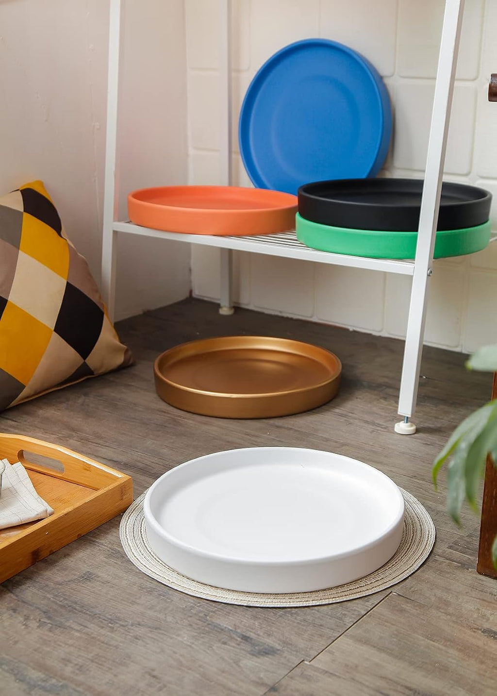 12 Inch Large Ceramic Saucer - Drainage Tray for Plant Pot (Matte White) | 12" Ceramic Plant Saucer for 10" & 11" Pots