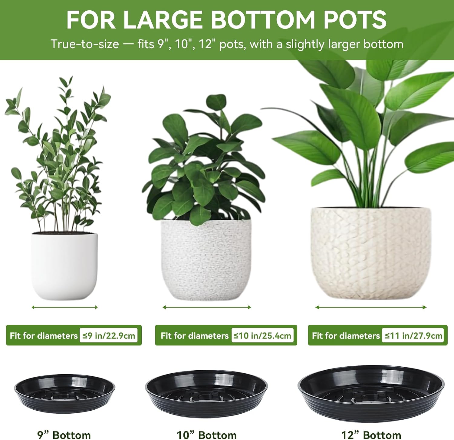 10Pack Plant Saucer 9 inch, Heavy Duty Flower Pot Saucers, Plant Pot Saucers Bulk, 1.5'' Deeper Plant Trays for Pots