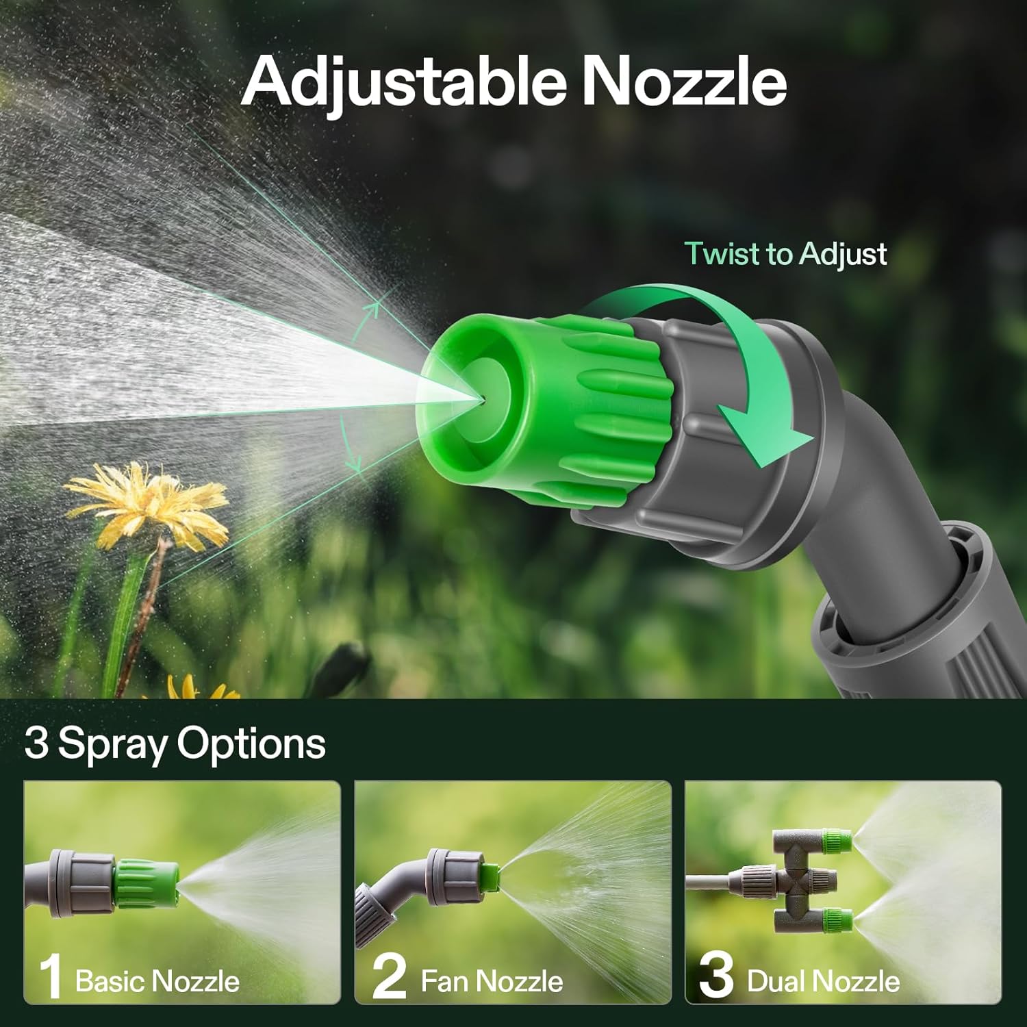 VIVOSUN 1.8 Gal/7L Pump Sprayer, Garden Water Sprayer | for Plants, Weeds & Lawn Care, with 3 Nozzles, 50'' Long Hose &