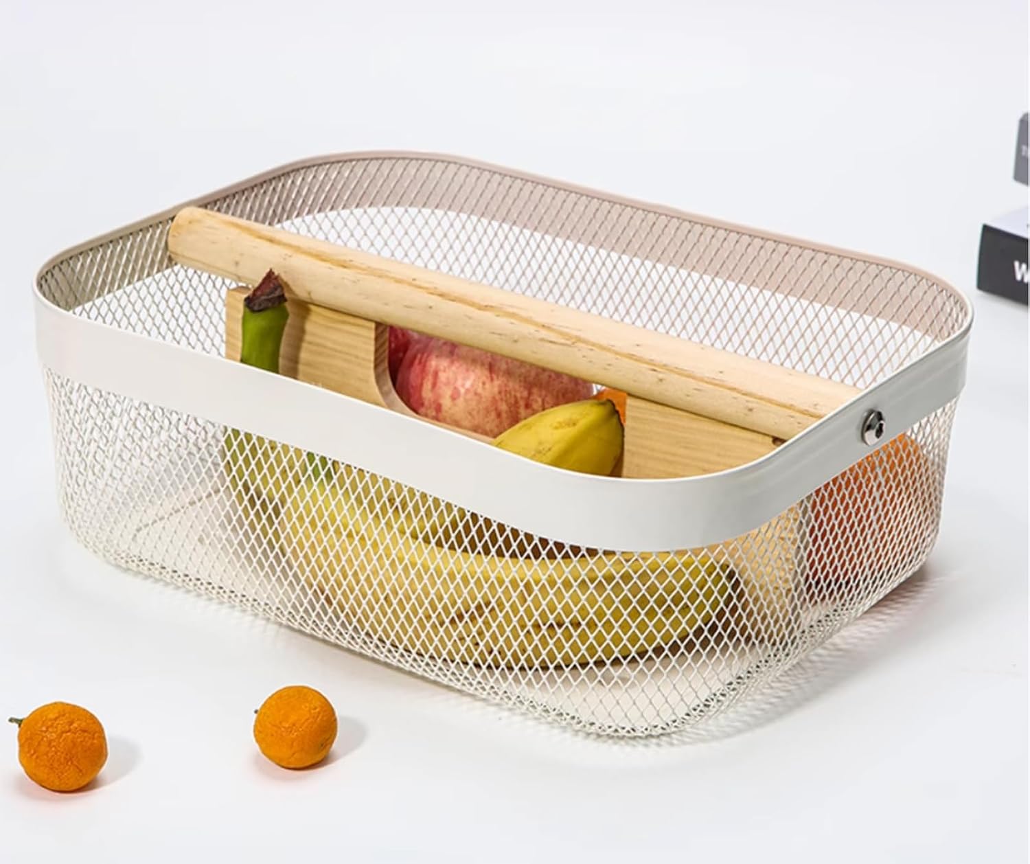 AJIODA Metal Mesh Steel Storage Basket, Garden Harvest Wire Organizer Basket Multi-functional Kitchen Fruit Basket with