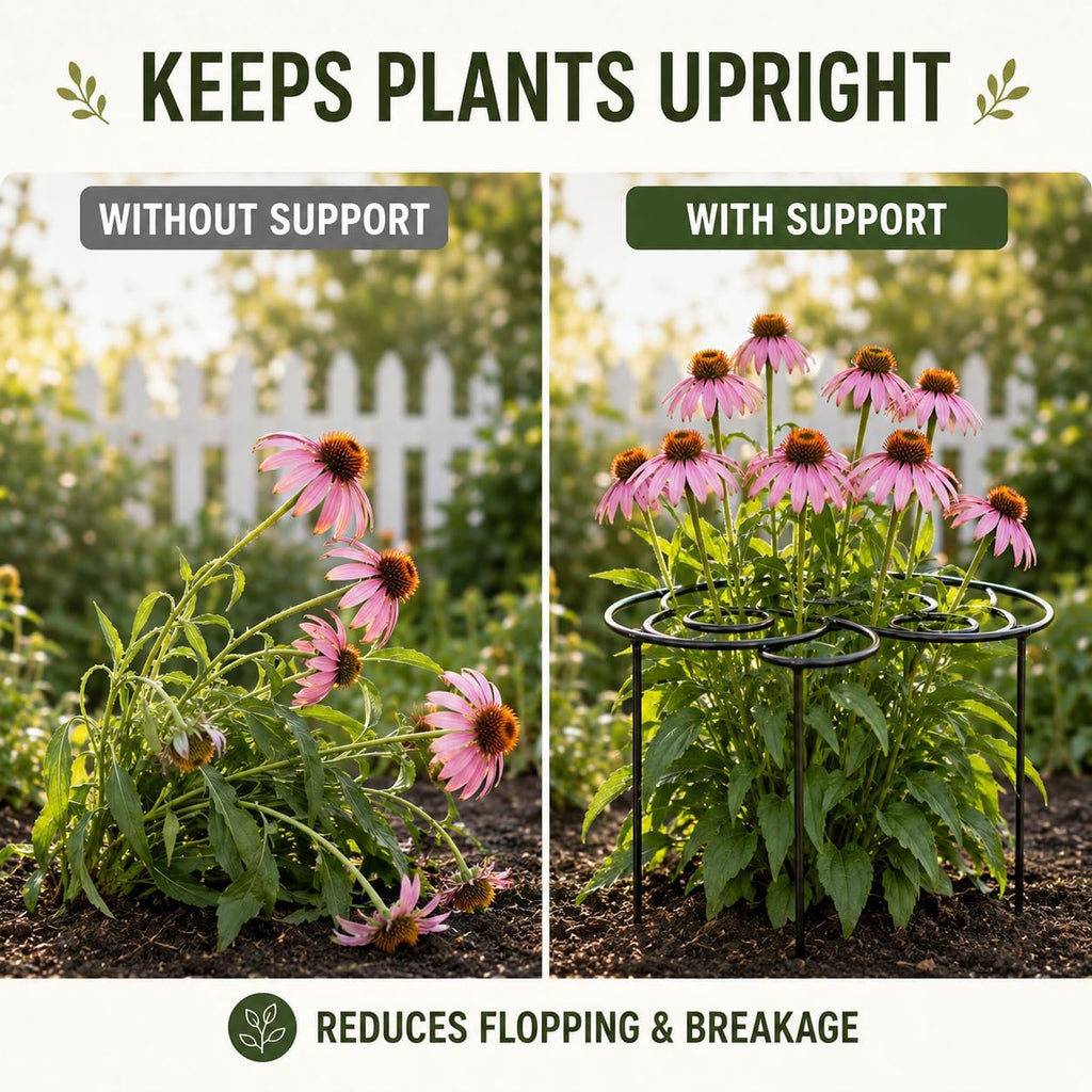 Metal Peony Support Ring for Outdoor Plants, Garden Plant Support Stakes for Flowers & Vegetables, Stackable Peony Cage