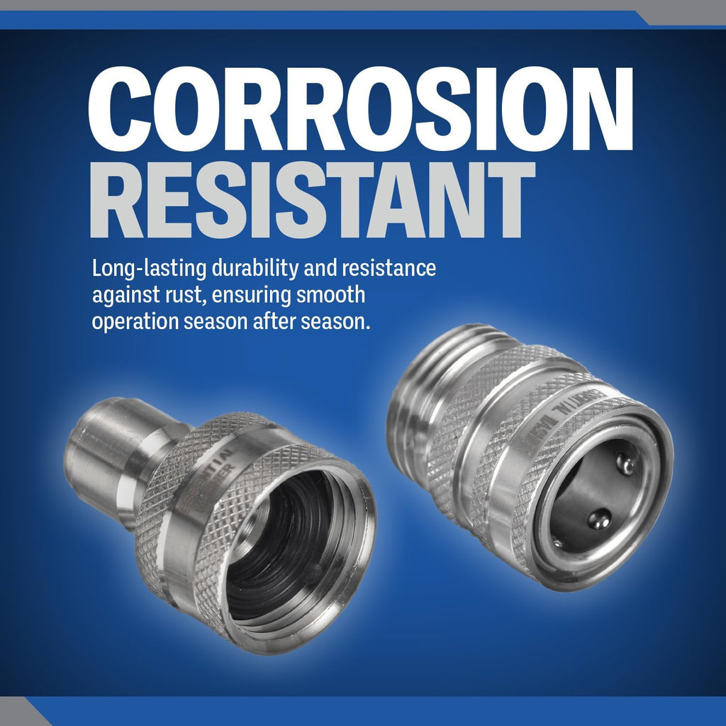 Stainless Steel ¾” Garden Hose Quick Connect Fittings | One Hand Operation Design | Plug & Coupler Set Of 2
