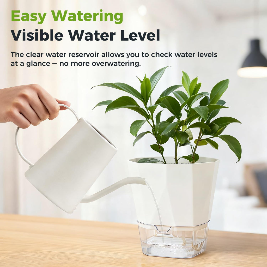 2 Pack Self Watering Pots for Indoor Plants, 8.4 Inches Self Watering Planters Large African Violet Self Watering Clear