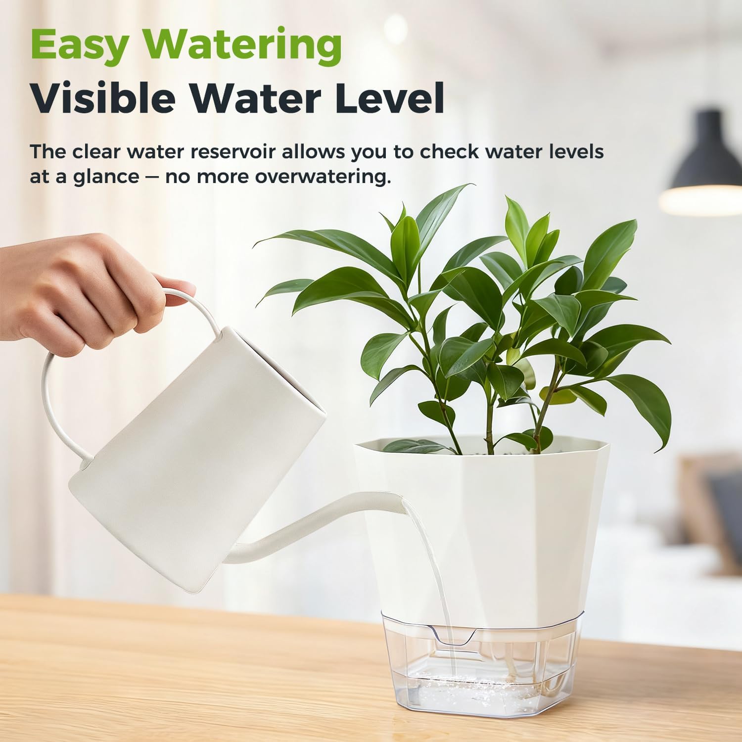 2 Pack Self Watering Pots for Indoor Plants, 8.4 Inches Self Watering Planters Large African Violet Self Watering Clear