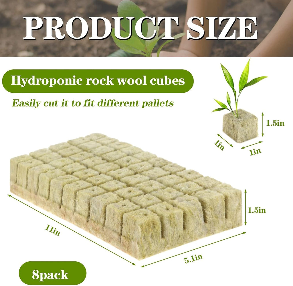 400Pcs 1inch Rockwool Cubes for Hydroponic Rockwool Grow Cubes Starter Plugs for Seed Starter Soilless Cultivation