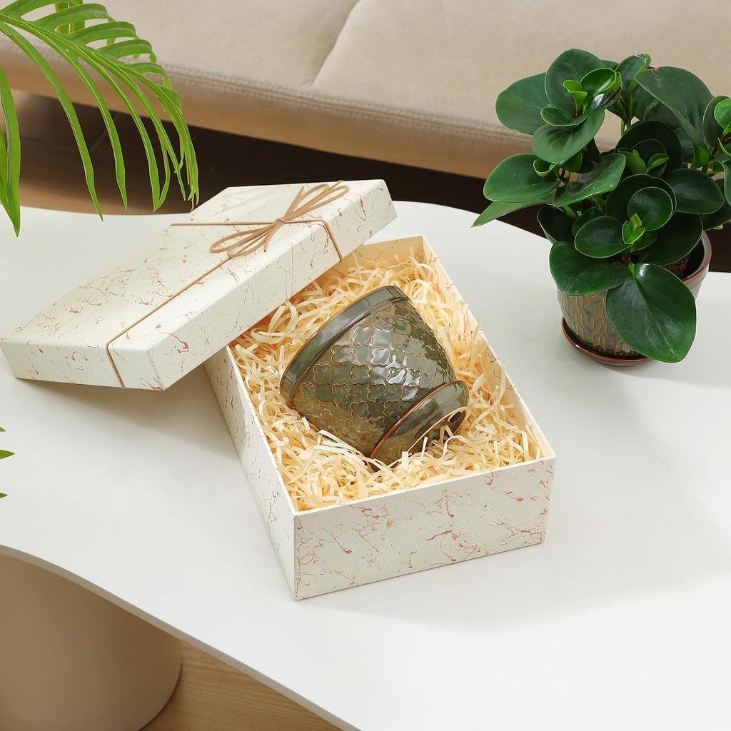 Sureasy Ceramic Plant Pots, 4.7 Inch Flower Pots for Indoor Plants, Succulent Pots with Saucer and Drainage Hole