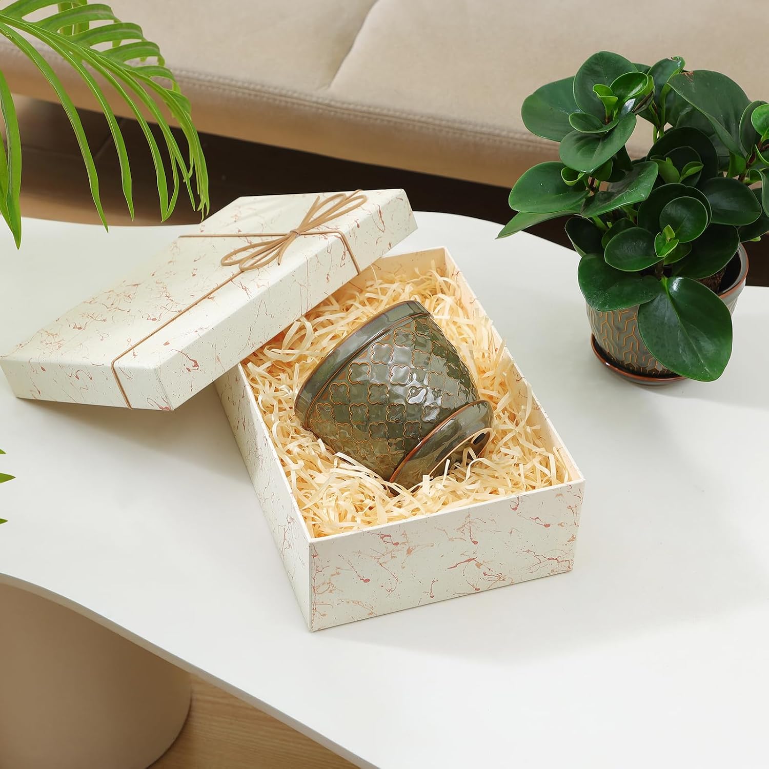 Sureasy Ceramic Plant Pots, 4.7 Inch Flower Pots for Indoor Plants, Succulent Pots with Saucer and Drainage Hole