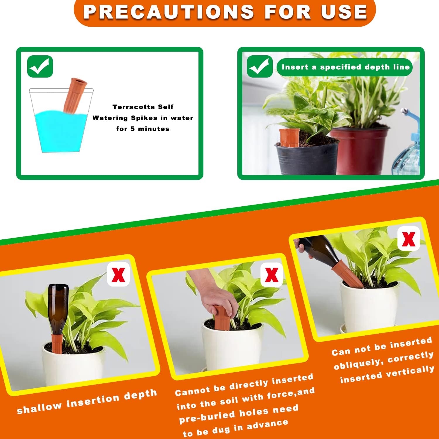 TKSCUSR Plant Self-Watering Stakes-15 Pack Terracotta Automatic Plant Waterer Devices Auto-Water Irrigation System for