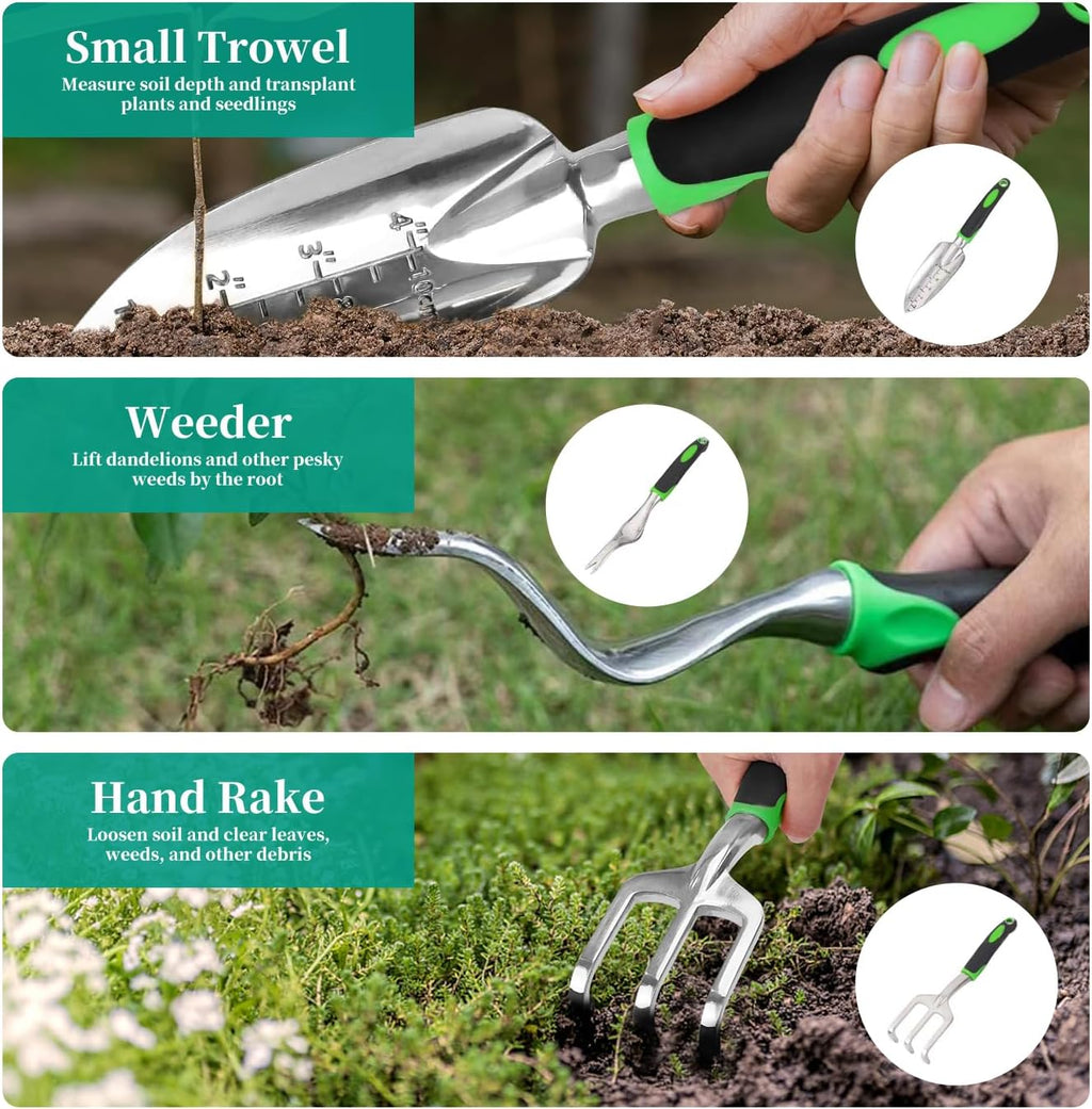 FAMILY'S BACKYARD Garden Tools for Women,7 Piece Gardening Tool Set Aluminum Alloy Hand Tool Starter Kit with Garden