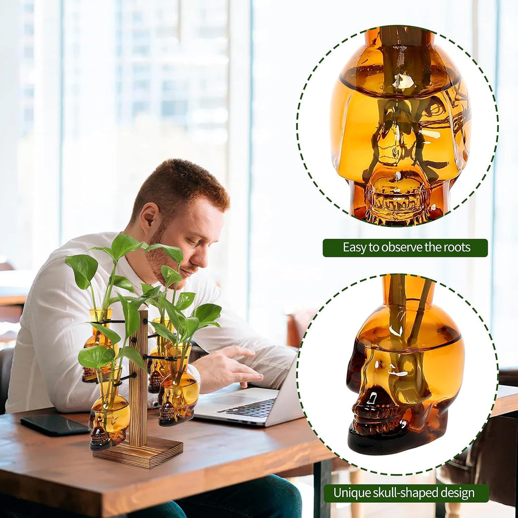Plants Propagation Stations Skull Glass Propagation Birthday Gift for Women | Garden Plant Lovers - 4 Skull
