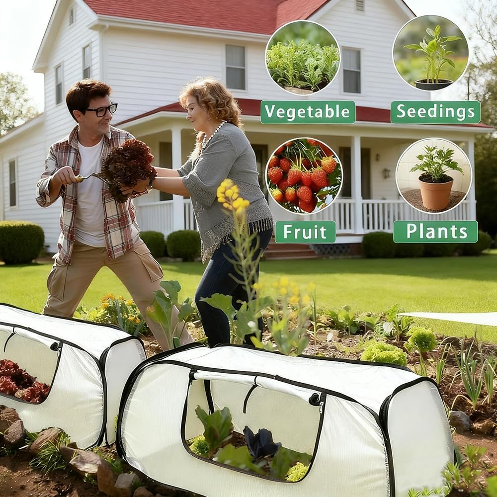 Verveens Pop Up Garden Row Cover, 45x22x16 for Raised Beds | Fine Mesh Protects Veggies & Seedlings, Blocks Birds &