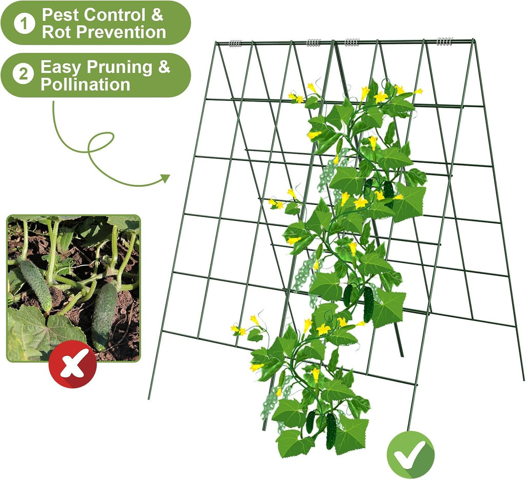 Amoskey Cucumber Trellis, Garden Trellis for Climbing Plants Outdoor, Foldable A-Frame Trellis, Cucumber Trellis for