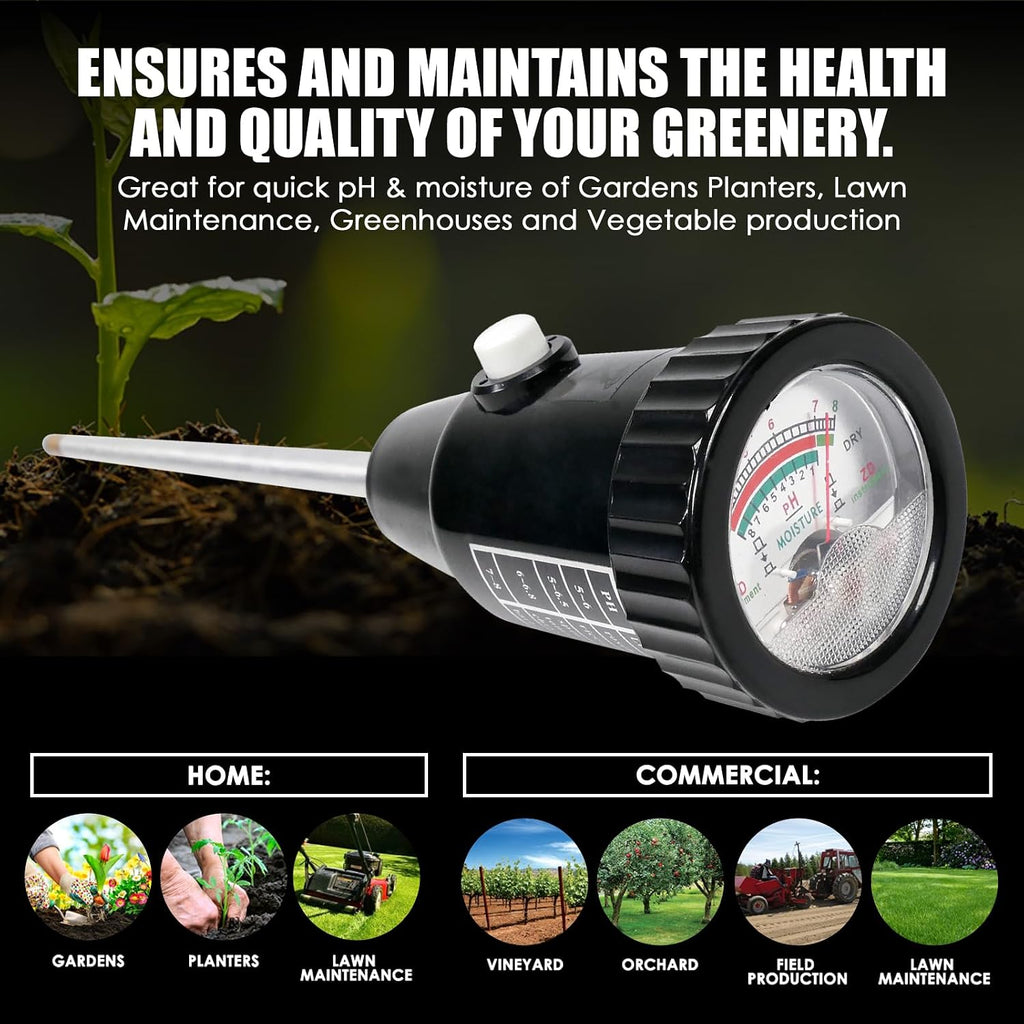 2-in-1 Soil PH Meter Digital Soil pH Moisture Sensor Meter | 295mm Long Electrode Ph Checker and Humidity Test