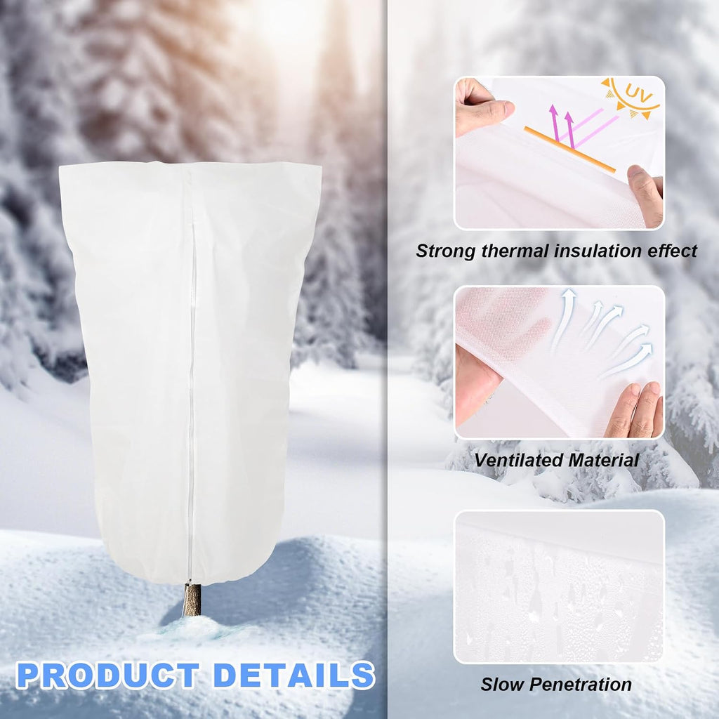 2 Pcs Winter Plant Covers Freeze Protection, Frost Cloth Blankets, 3 oz/yd² Frost Covers with Zipper Drawstring, Frost