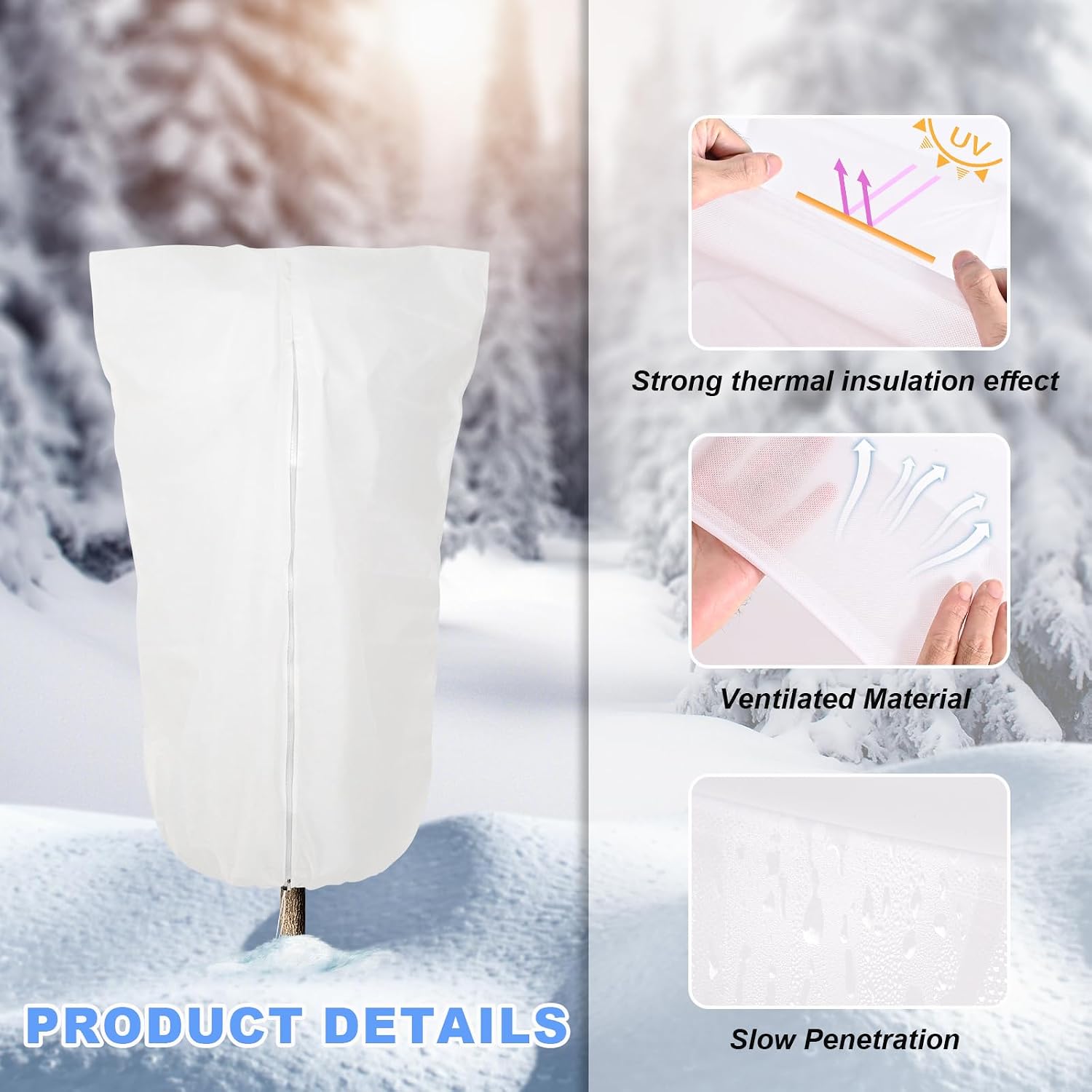2 Pcs Winter Plant Covers Freeze Protection, Frost Cloth Blankets, 3 oz/yd² Frost Covers with Zipper Drawstring, Frost