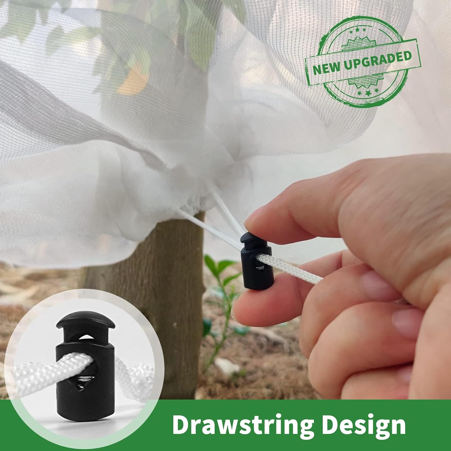 Evoio Bird Netting for Garden Blueberry Bushes Fruit Tree Netting Cover Plant Protection Mesh Bags with Drawstring, 4
