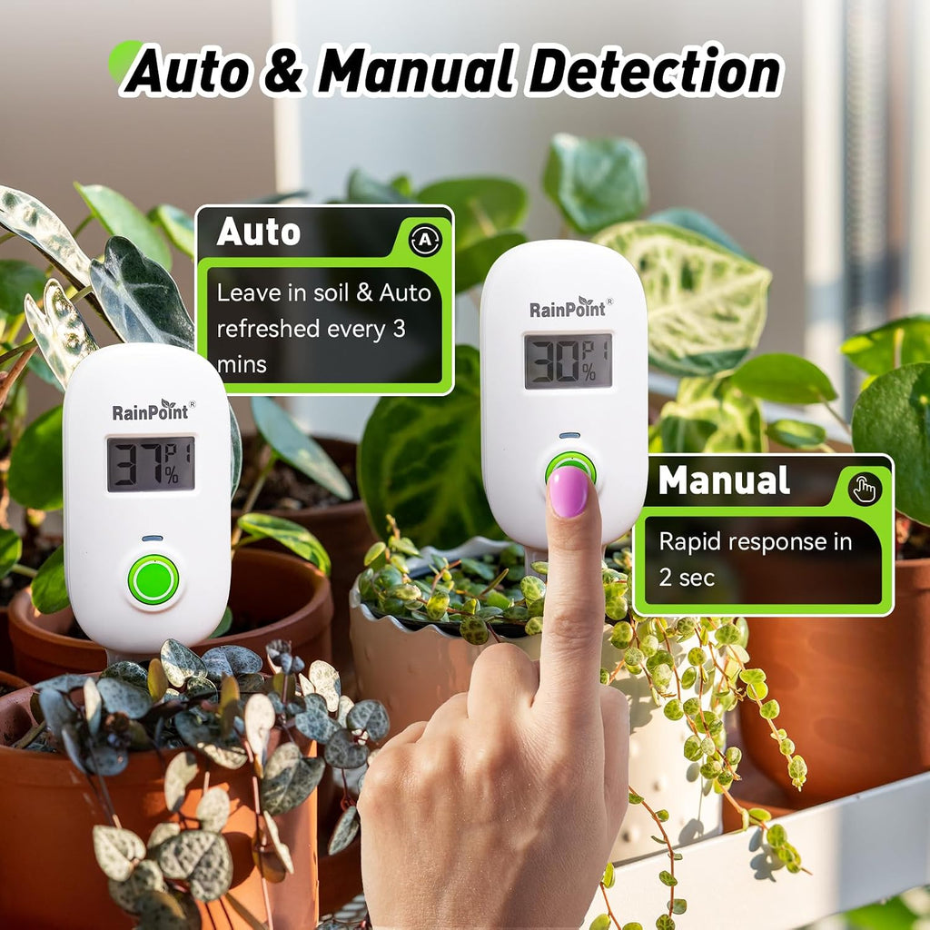 RAINPOINT Smart Digital Wireless Plant Moisture Meter Houseplant Indoor,WiFi Hub Needed,Capacitive Probe,Leave-in Soil
