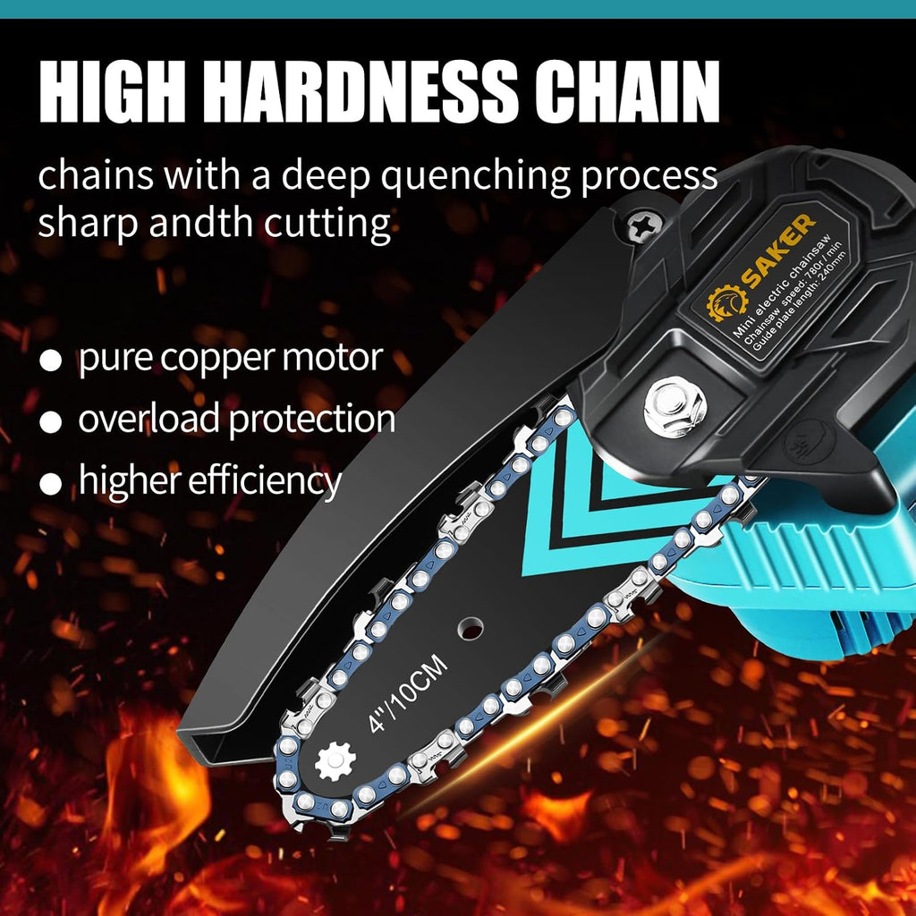 Saker Mini Chainsaw Cordless,Portable Electric Chain Saw | Handheld Chain Saw Pruning Shears Chain Saws for Tree