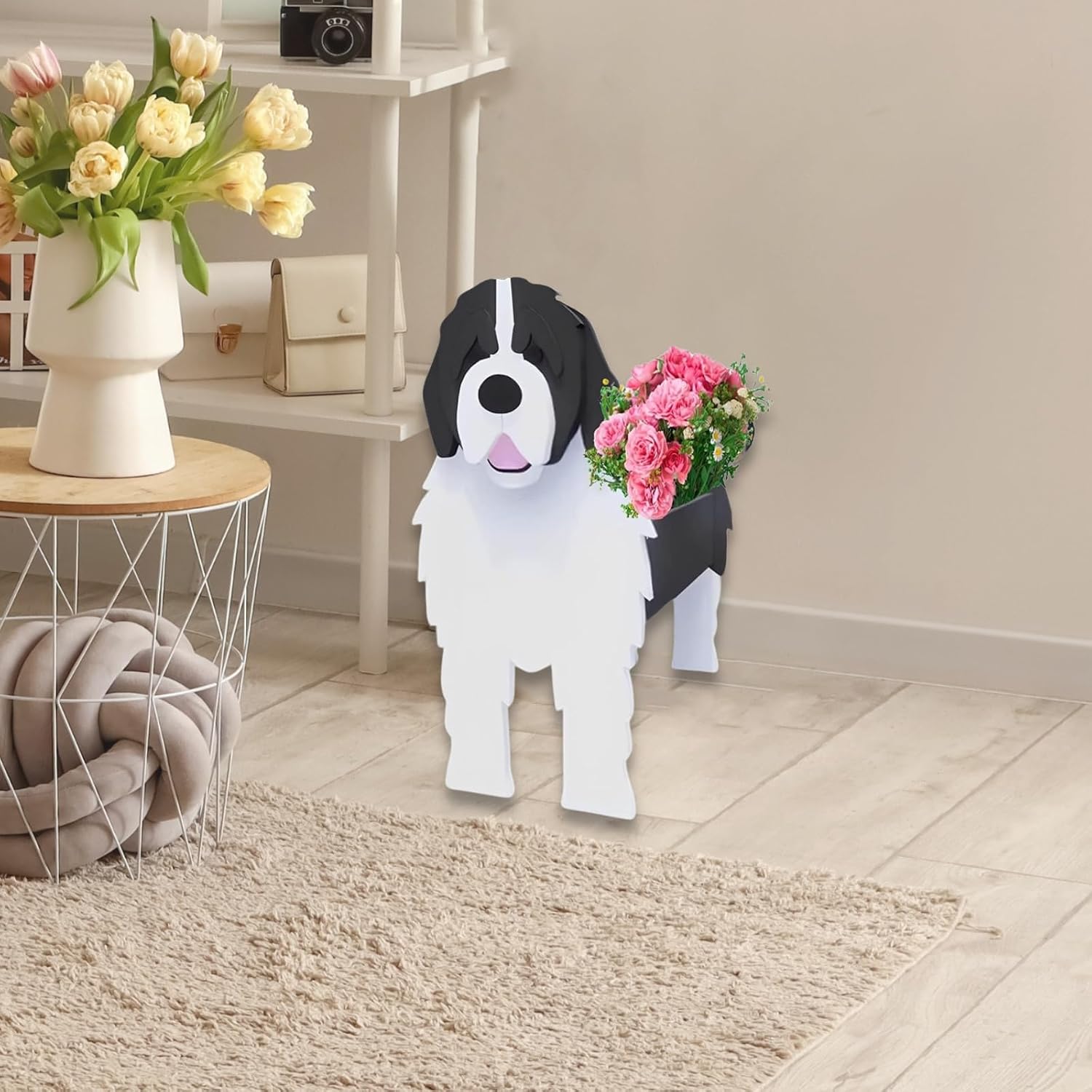 Newfoundland Dog Planter Pots, Animal Shaped Flower Pot | Cute Plant Gift for Women and Pet Lovers, Indoor Outdoor