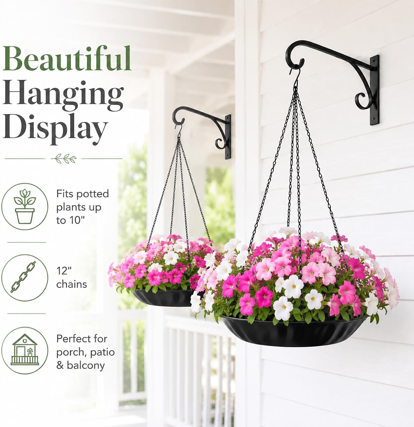 Plant Hanger Indoor Outdoor 4-Pack Metal Hanging Planter for Indoor Plants | Planter Inserts for Large Pots, Plant