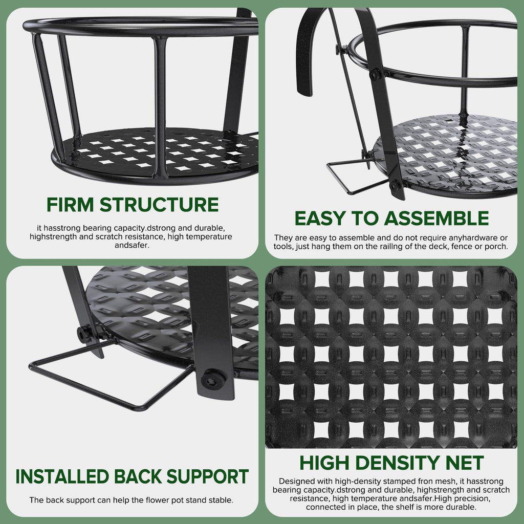 3PCS Railing Planter Holders, Compatible with 1"-2.08" Wide Railings | 3 PCS Railing Hanging Planter Holders, Round