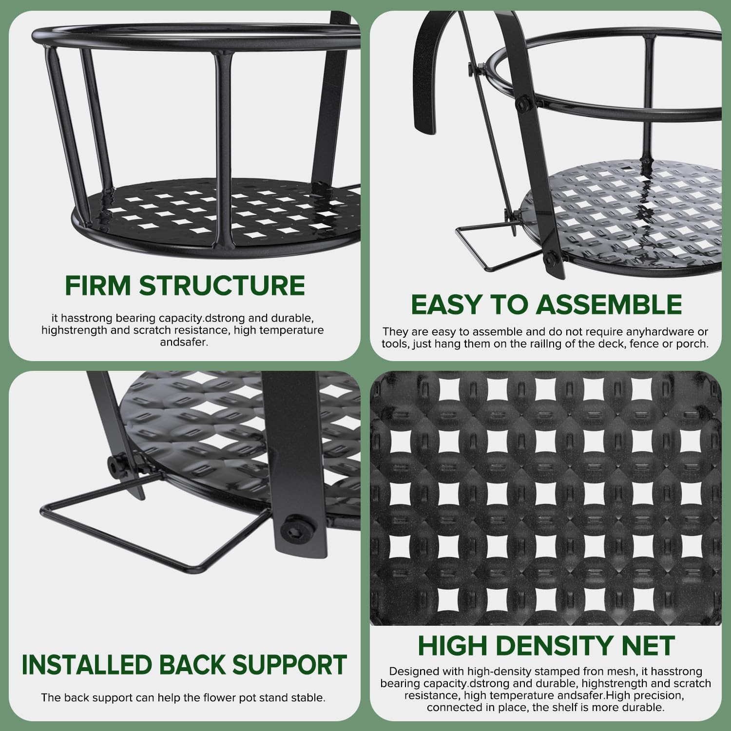 3PCS Railing Planter Holders, Compatible with 1"-2.08" Wide Railings | 3 PCS Railing Hanging Planter Holders, Round