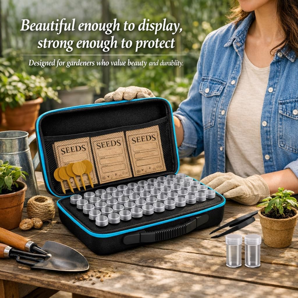 Seed Storage Organizer Kit with 120 Seed Containers, Seed Organizer & Seed Saving Box for Seed Collection &
