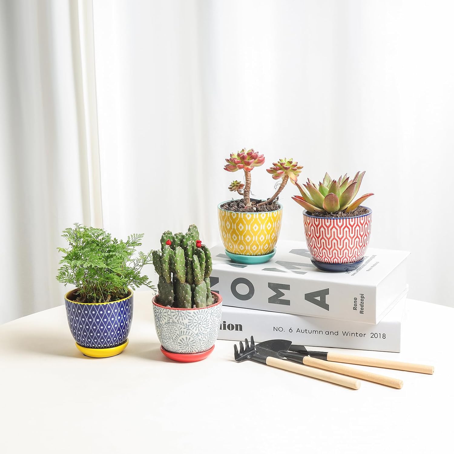 Selamica Ceramic Succulent Pots, 3.5 Inch Small Plant Pots for Indoor Plants Cactus Herbs, Succulent Planters with