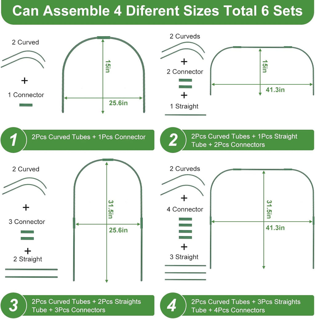 Greenhouse Hoops for Raised beds ,8 Sets Garden Hoops of 41.3'' x 31.5'' Detachable Rust-Free Garden Tunnel for Garden