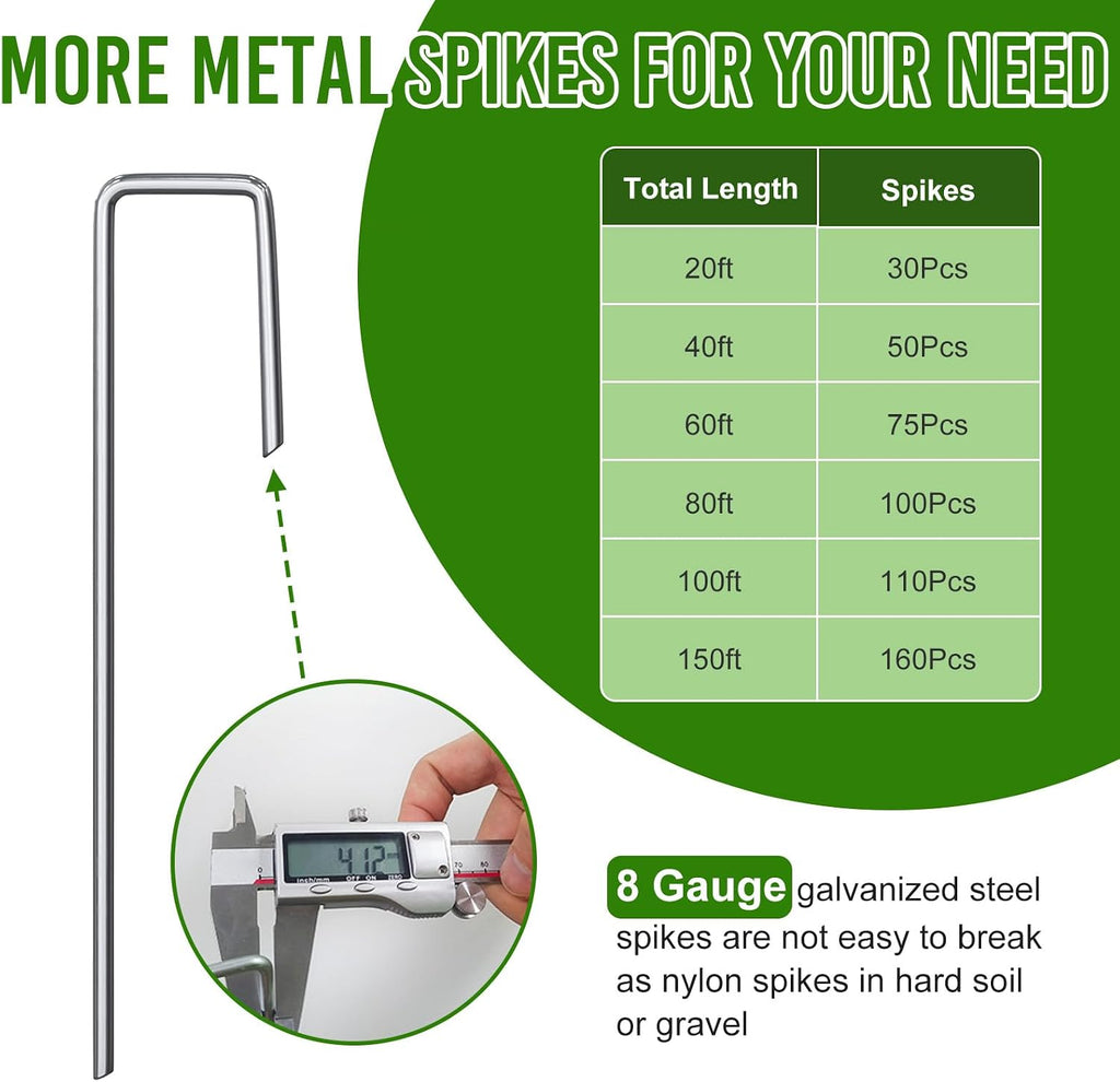 Landscape Edging 4 Inch Tall 40FT with 50Pcs Metal Spikes, Plastic Garden Edging Border Landscape Edging Border Lawn