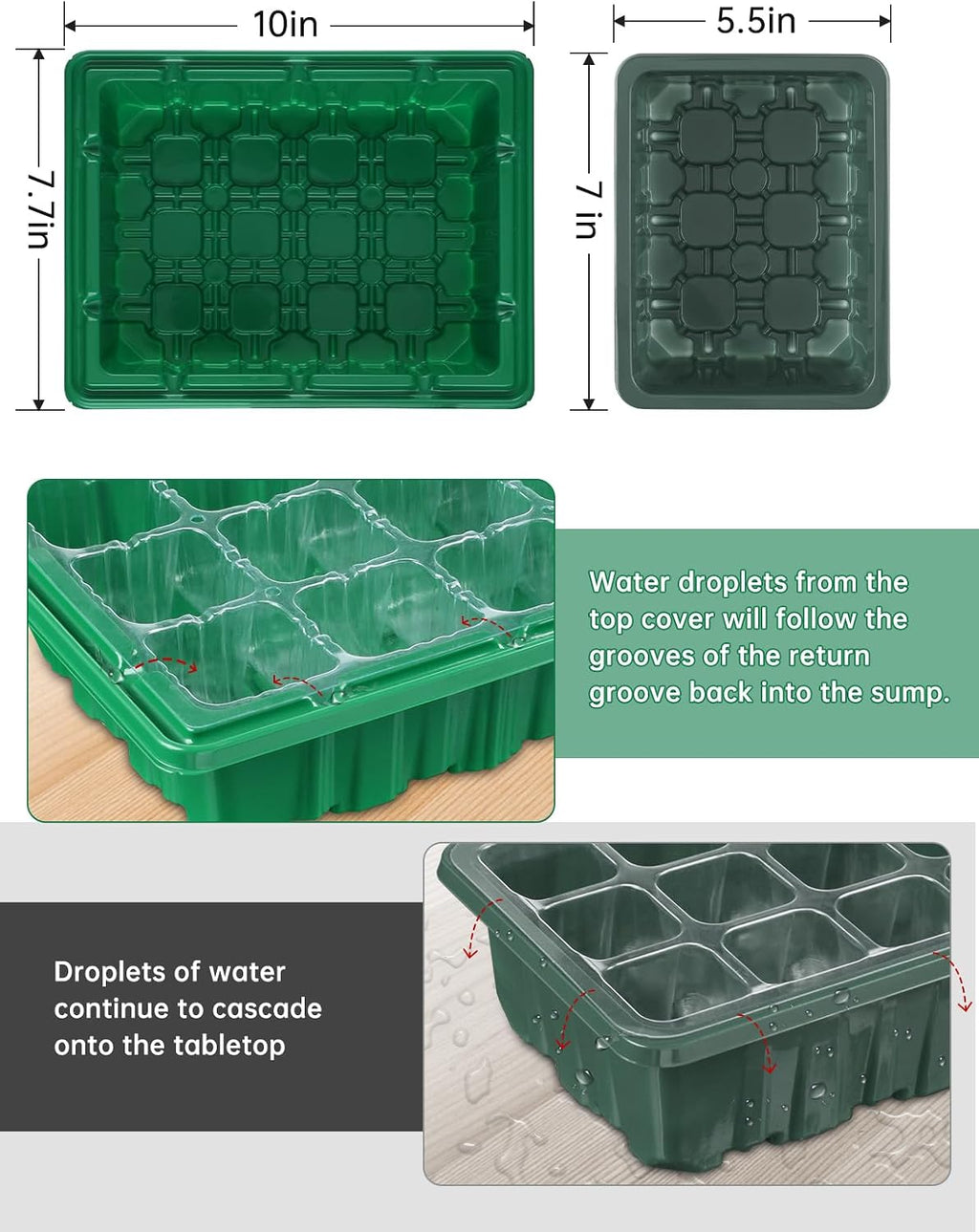 3-Pack Seed Starter Trays with Heat Mat, Seed Starter Kit with Grow Lights, 36 Large Cells Seed Germination Kit with