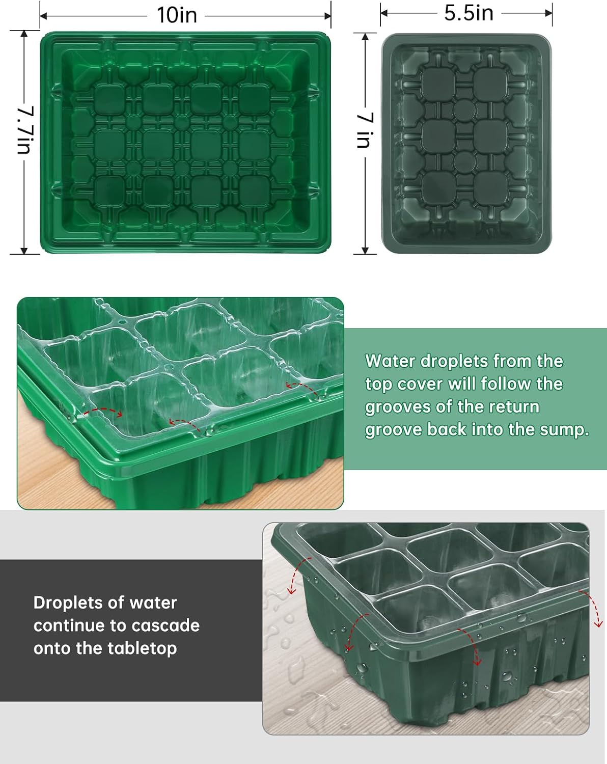 3-Pack Seed Starter Trays with Heat Mat, Seed Starter Kit with Grow Lights, 36 Large Cells Seed Germination Kit with