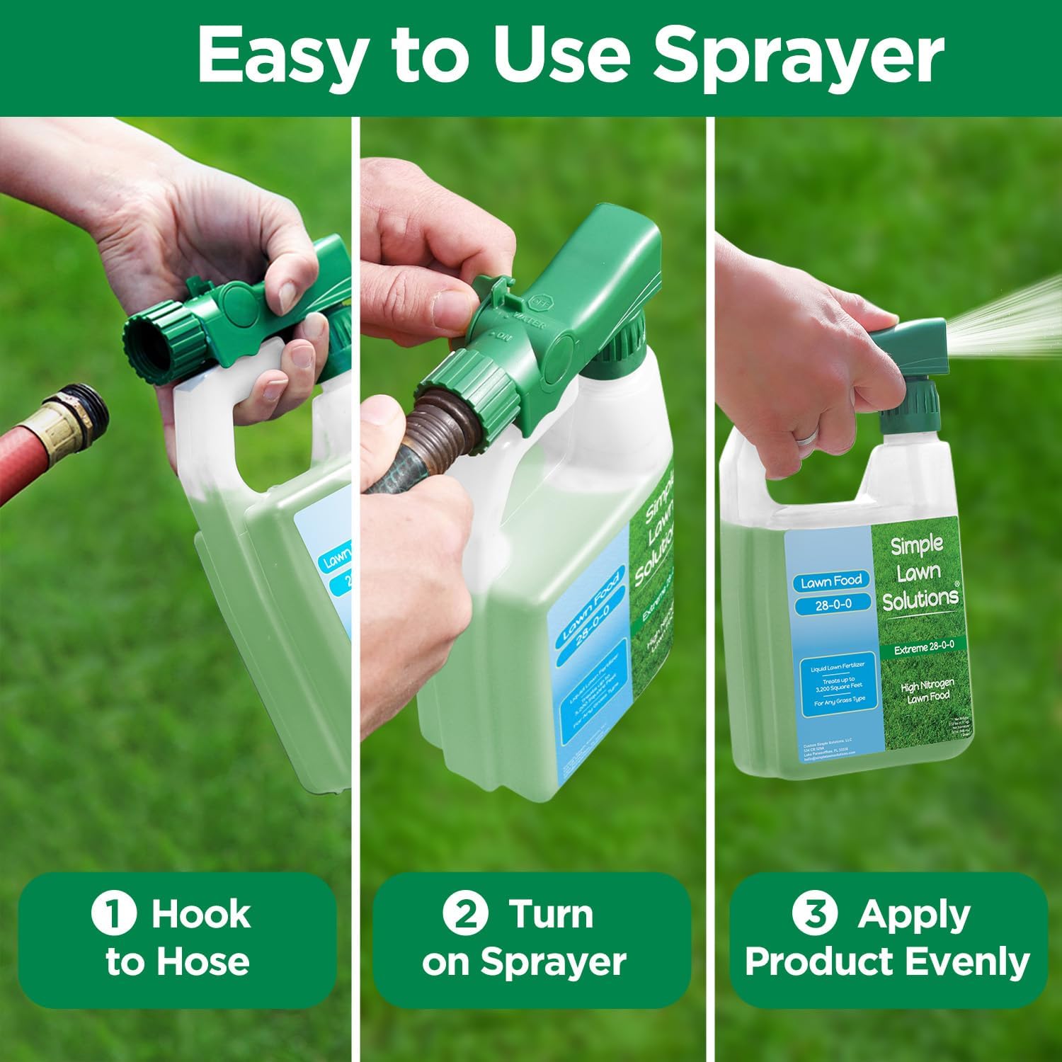 Maximum Green & Growth Fertilizer High Nitrogen 28-0-0 Liquid Lawn Food Spray Spring & Summer- Any Grass Type- Simple